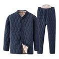 thumbnail image 1 of sususu Mens Suits Classic Fit,Thermal Flannel Winter Wear Set for Senior Men Cozy Padded Jacket And Trousers Outfit Comfortable Daily Casual Attire - Blue, 1 of 3