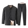 thumbnail image 1 of sususu Mens Suits Slim Fit 2 Piece,Thermal Flannel Winter Wear Set for Senior Men Cozy Padded Jacket And Trousers Outfit Comfortable Daily Casual Attire - Black, 1 of 3