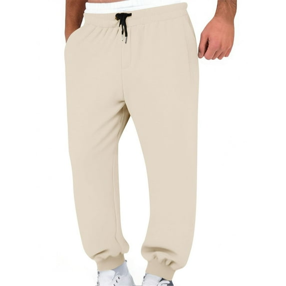 sususu Mens Sweatpants Baggy,Men's Casual Jogger Pants Elastic Waist Soft Breathable Sweatpants Comfortable Trousers For Daily Wear,Beige,XXL
