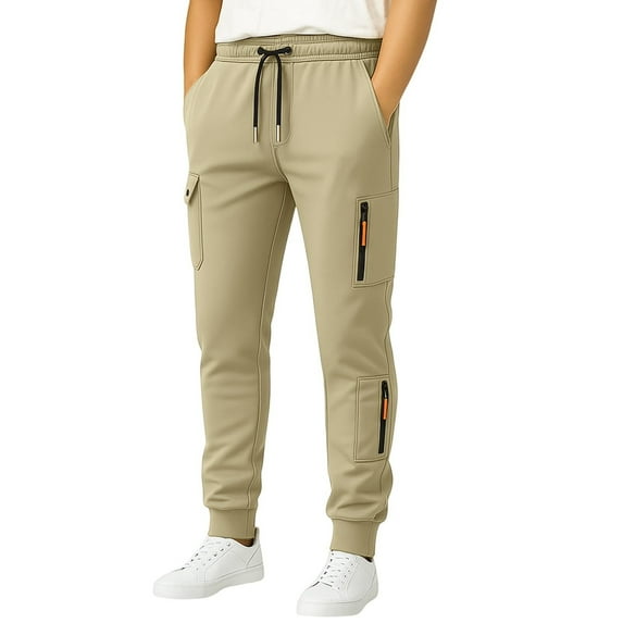 sususu Mens Sweatpants,Men's Casual Drawstring Trousers Relaxed Fit Pocket Design Comfortable Loose Long Pants For Outdoor And Daily Wear,Khaki,XXL