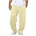 thumbnail image 1 of sususu Mens Sweatpants Open Bottom,Men's Casual Trousers Featuring Smart Pleated Design and Functional Side Pockets for Comfort and Relaxed Big Tall Fit Soft Everyday Wear - Yellow, 1 of 7