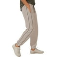 thumbnail image 1 of sususu Mens Sweatpants Open Bottom,Men's Striped Athletic Casual Trousers with Drawstring Waist and Functional Pockets for Everyday Wear,Khaki,XXXL, 1 of 4