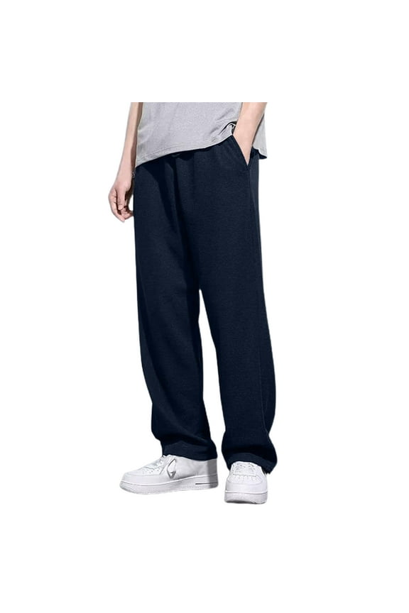 Mens Workout Pants,Men's Casual Athletic Pants with Mesh Pocket Loose Fit Straight Leg Drawstring for Jogging Running Exercise Training and Basketball Activities - Blue