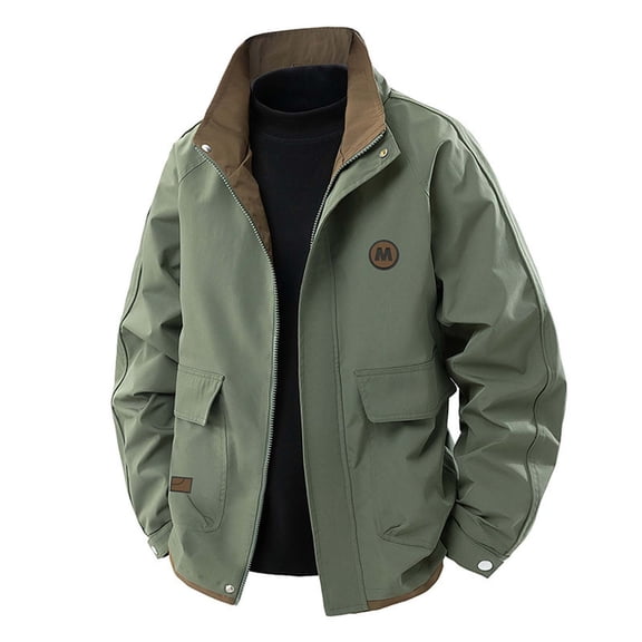 sususu Motorcycle Jacket Men Big And Tall,StCollar Jacket For Slim Fit Outdoor Casual Windbreaker,Army Green,XXXL