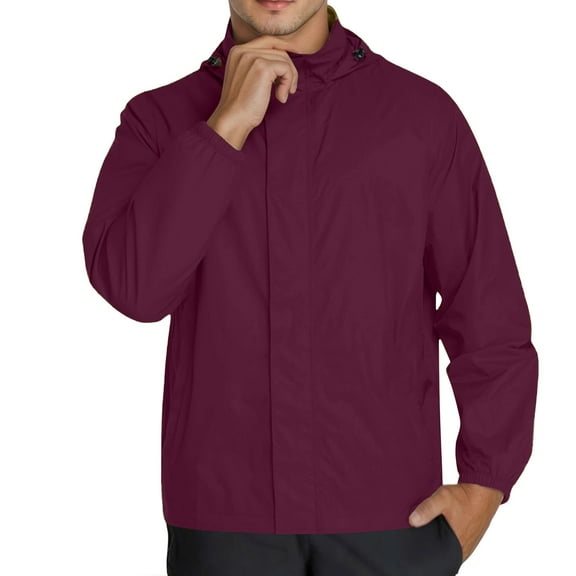 sususu Motorcycle Jacket Men,Solid Color Hooded Zipper Jacket Casual Loose Sports Comfortable Outdoor Jacket,Red,XXXL