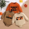 thumbnail image 1 of sususu Baby Girl Boy Halloween Outfits Long Sleeve Oversized Sweatshirt Romper Bubble Bodysuit Fall Winter Clothes (Orange,6-12 Months), 1 of 8