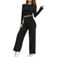 thumbnail image 1 of sususu Outfits for Women 2 Piece Sets,Fall Clothes Women's Knit Sweatshirt And Pants Two Piece Outfit Soft Casual Long Sleeve Comfortable Trousers For Everyday Wear And Home Relaxation - Black, 1 of 4