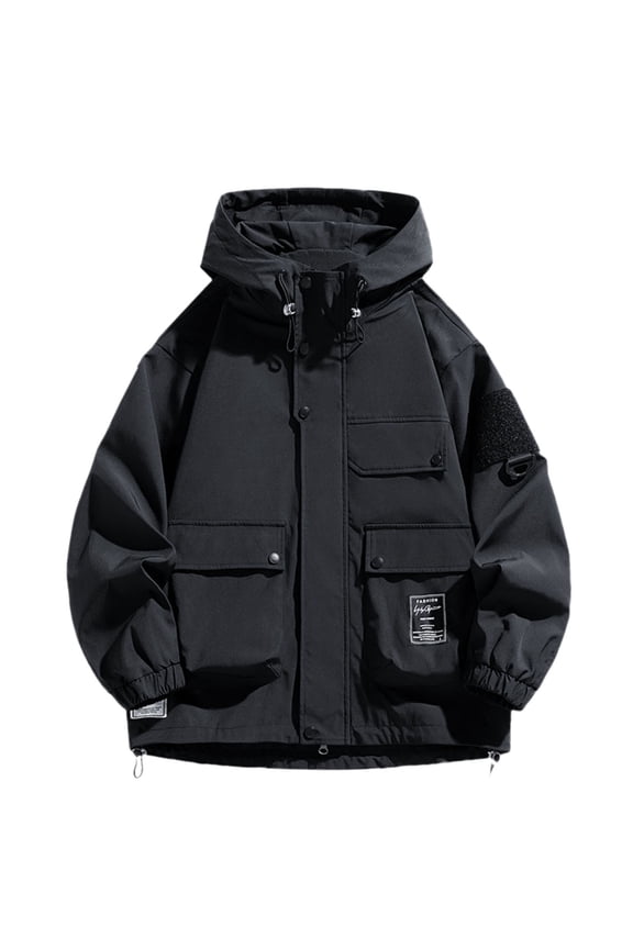 Puffer Coat Men ,Casual Hooded Jacket Outdoor Sporty Full Sleeve Coat For Fall Winter Lightweight Water Windbreaker With Pockets Comfortable Fit,Black,M