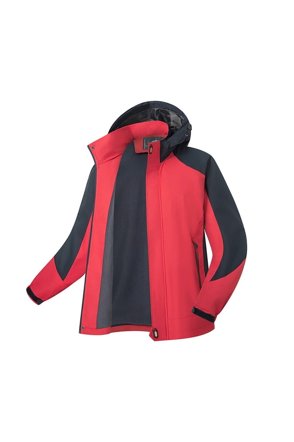 Puffer Jacket Men With Hood ,Spring Fall Outdoor Casual Suitable For Hiking Fishing Scene Jacket Coat,Red,XXXXL