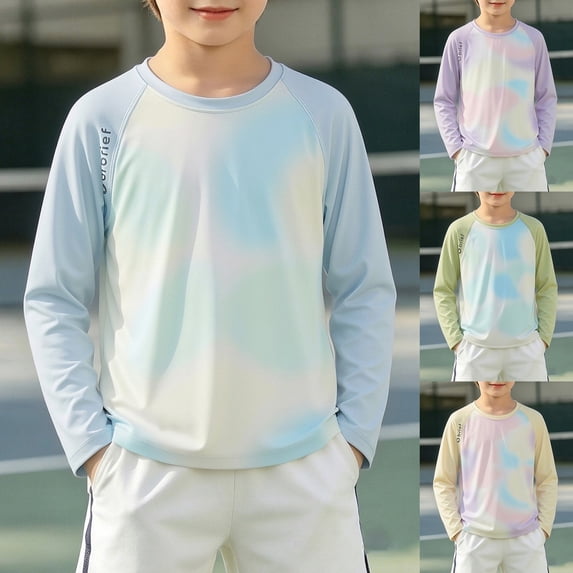 sususu Rash Guard for Boys Swim Shirt UPF 50+ Long Sleeve Sun Protection Shirts, Kids UV Athletic Beach Quick Dry Rashguard Yellow 13-15 Years