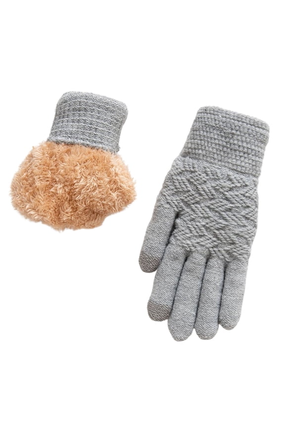 Ski Gloves for Women,Women's New Double Layer Mittens With Thickened Jacquard Knit Warm Winter Cycling Ski Gloves