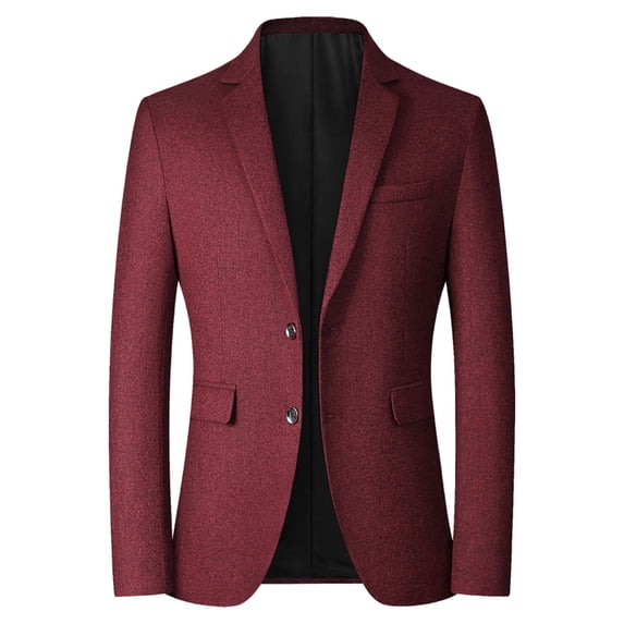 sususu Sport Blazer for Men,Men's Casual Jacket,Autumn Winter Fashion Solid Color Textured Slim Fit Two Button Casual Round Hem Jacket Modern Business Style