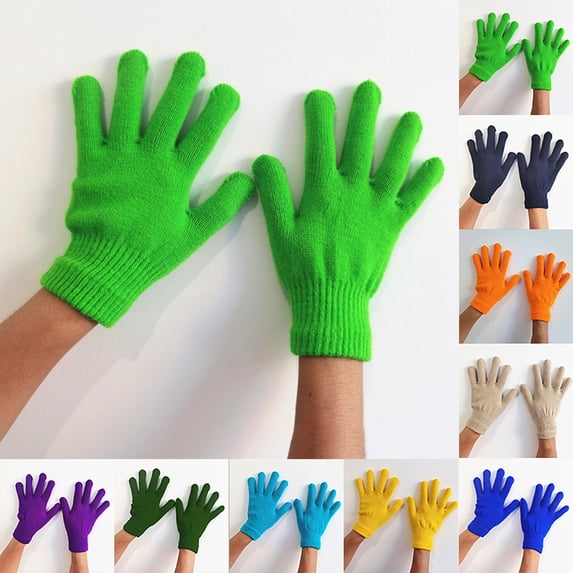 sususu Stretchy Mittens Sports Knitted Gloves Unisex Magic Gloves Winter Full Finger Elastic Warm Mittens for Women Men Khaki