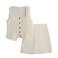 thumbnail image 1 of sususu Stylish Girls Outfits 2 piece Summer Outfits 2 piece Sleeveless Vest and Skirt Casual Set Comfortable Elastic Waist Playwear for Outdoor Activities and Photoshoots,White,11-12 Years, 1 of 7
