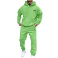 thumbnail image 1 of sususu Suit for Men,Graphic Print Hooded Sweatshirt and Jogger Set Modern Streetwear Outfit for Men With Comfort Fit - Green, 1 of 4