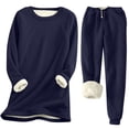 thumbnail image 1 of sususu Sweat Set for Women,Sets for Women Winter Velvet Thermal Trousers Suit for Women Cozy Cold Weather Casual Outfit with Long Sleeves and Round Neck Design - Dark Blue, 1 of 3