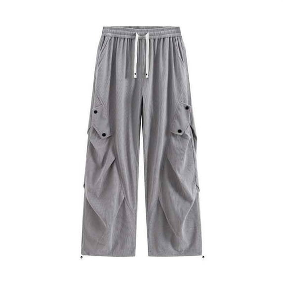 sususu Sweatpants For Men,2025 Men's Casual Retro Corduroy Pleated Straight Leg Trousers Loose Fit Plus Size Comfortable Daily Wear,Grey,XXXXXL