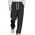 thumbnail image 1 of sususu Sweatpants For Men,Men's Casual Knit Trousers Autumn Winter Comfortable Loose Fit Solid Jacquard Drawstring Daily Wear Pants,Black,XL, 1 of 5