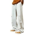 thumbnail image 1 of sususu Sweatpants For Men,Men's Pleated Loose Fit Colored Straight Leg Casual Sporty Work Trousers Comfortable Daily Wear,White,M, 1 of 5