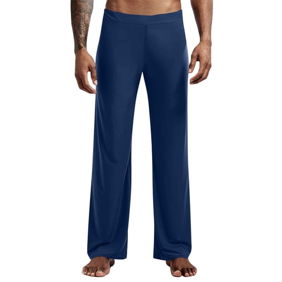 sususu Sweatpants For Men Tall,Men's Lightweight Breathable Soft Stretch Yoga Pants with Drawstring Waist and Elastic for Home Wear Comfort,Navy,L