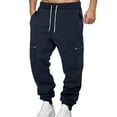 thumbnail image 1 of sususu Sweatpants Men Black,Men's Casual Straight Leg Athletic Trousers with Side Zipper Pockets Comfortable Daily Wear Fashionable Bottoms,Dark Blue,M, 1 of 4