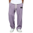 thumbnail image 1 of sususu Sweatpants Men Black,Men's Knit Casual Pants Straight Leg Comfortable Lightweight Breathable Soft Relaxed Fit Everyday Trousers,Purple,XXXXL, 1 of 4