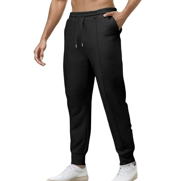 sususu Sweatpants For Men,Men's Everyday Casual Jogger Pants Lightweight Athletic Drawstring Trousers Comfortable Loose Fit Running Wear Versatile Solid Design,Black,M