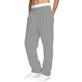 thumbnail image 1 of sususu Sweatpants For Men Open Bottom,Men's Double Layer Waistband Straight Leg Joggers Comfortable Everyday Wear Casual Pants Solid Sweatpants,Light Gray,M, 1 of 7