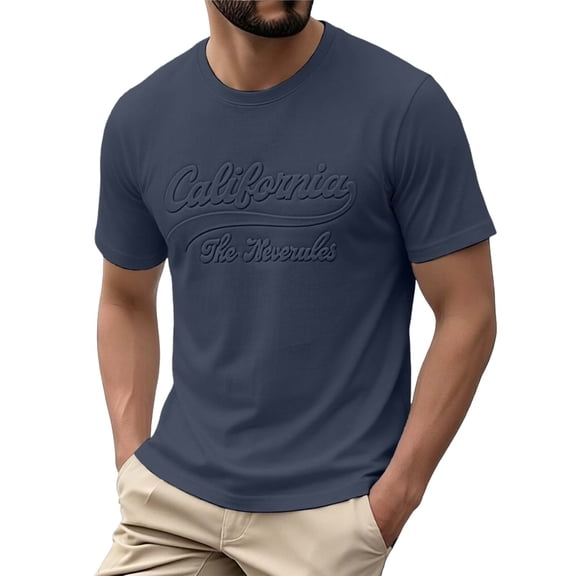sususu T-Shirts for Man , Mens Clothes , Men's 3D Steel Seal Letter Print Short Sleeve T-Shirt Summer Casual Loose Fit Tee for Daily Wear and Outdoor Activities