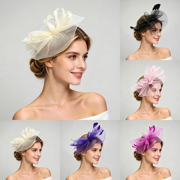 sususu Tea Party Hat Fascinators Hats for Women Girls Elegant Kentucky Derby Hat Flower Headband Outfits for Wedding White
