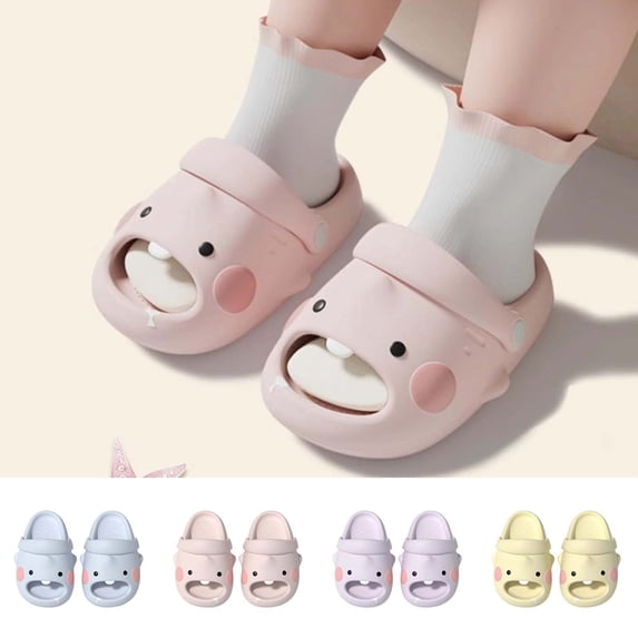 sususu Toddler Clogs Kids Clogs for Girls Boys Cute Cartoon Garden Clogs on Water Shoes One-Foot Slide Slipper Waterproof Beach Pool Outdoor Bathing Shower Slippers Pink 3.5-4 Years