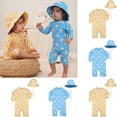 thumbnail image 1 of sususu Toddler Girls Long Sleeve Sun Swimsuit Full Body Rash Guard With Matching Hat For Water Activities Blue2 3-4 Years, 1 of 9
