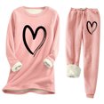 thumbnail image 1 of sususu Two Piece Lounge Set for Women,Matching Set Women's Autumn Winter Printed Trousers Suit Comfortable Warm Slim Fit Ladies Outfit for Daily Wear and Commuting - Pink, 1 of 3
