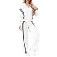 thumbnail image 1 of sususu Two Piece Sets for Women,Sets for Women Stylish Women's Two Piece Tracksuit Set Comfortable Zip Up Jacket And Wide Leg Jogger Pants With Contrast Stripes Design For Everyday Wear - White, 1 of 8