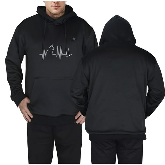 sususu Unisex Heated Hoodie with Rechargeable Battery Adjustable Temperature Control Cozy Ideal Winter Outdoor Wear - Black