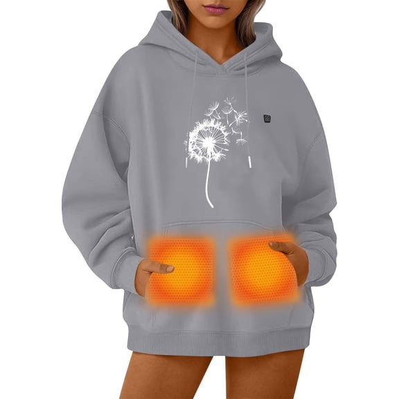 sususu Unisex Heated Hoodie with Rechargeable Battery Adjustable Temperature Control Cozy Ideal for Winter Outdoor Adventures - Grey