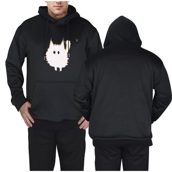 sususu Unisex Heated Hoodie with Rechargeable Battery Adjustable Temperature Control Lined Comfort for Outdoor Winter Adventures - Black