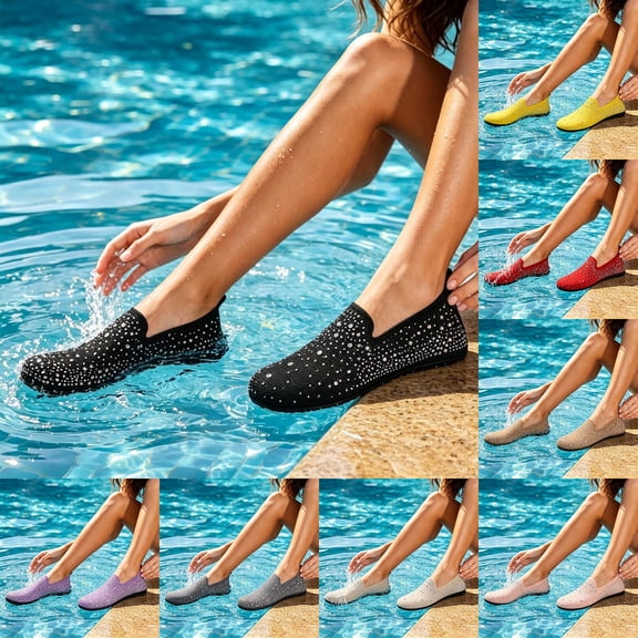 sususu Water Sports Shoes Barefoot Quick-Dry Aqua Yoga Socks -on for Men Women Purple 8