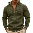 thumbnail image 1 of sususu Winter Hoodies for Men Cold Weather Winter Hooded Sweatshirt Long Sleeve Solid Color Pullover With Check Pattern For Casual Wear Comfortable Warm,Army Green,S, 1 of 4