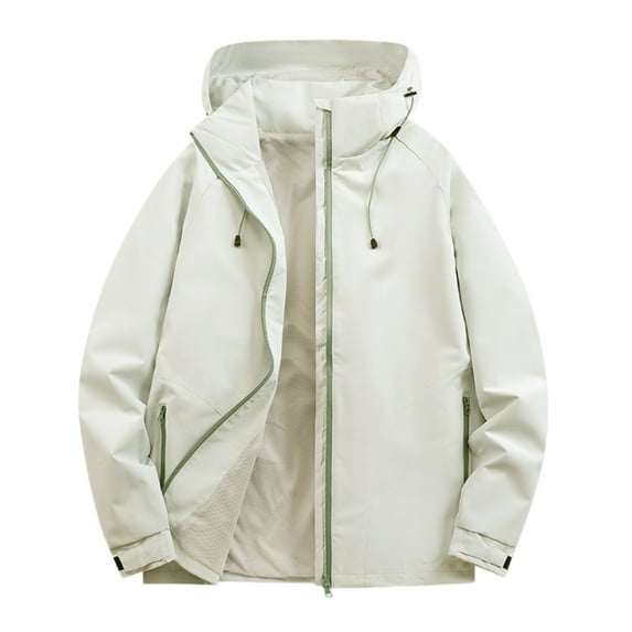 sususu Winter Jackets For Men 4Xl ,Solid Color Hooded Zipper Jacket Casual Loose Sports Comfortable Outdoor Jacket,White,XXXL