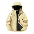 thumbnail image 1 of sususu Winter Jackets For Men ,Solid Color Hooded Zipper Jacket Casual Loose Sports Comfortable Outdoor Jacket,Beige,XL, 1 of 4