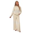 thumbnail image 1 of sususu Women'S Lounge,Fall Sets Women Knitted Trousers Suit Long Sleeve Cardigan Pants Outfit Soft Comfortable Two Piece Jogger Co Ords Daily Wear Home Relaxation Stylish Loungewear - Beige, 1 of 4