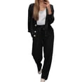 thumbnail image 1 of sususu Women Sweatsuit,Fashion Clothing Autumn Winter Women Tracksuit Set Soft Knit Jogger Pants Long Sleeve Outfit Cozy Streetwear Two Piece Comfort Casual Wear - Black, 1 of 4