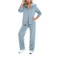 thumbnail image 1 of sususu Women Sweatsuit,Fashion Clothing Contemporary Women's Two Piece Trouser Set with Long Sleeve Zipper Top and Casual Pants for Everyday Fashion Outfit - Blue, 1 of 5