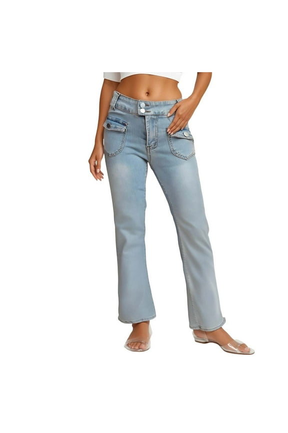 Women's Distressed Low Rise Washed Denim Pants for Casual Everyday Wear Comfortable Stretch Fit Denim Jeans with a Relaxed Feel,Blue,XL