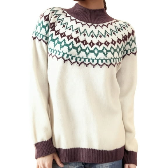 sususu Women's Geometric Pattern Sweater Casual Knitted Sweater Colorful Long Sleeve Boat Neck Pullover Jumper Tops,A04-Mint Green,XXL