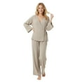 thumbnail image 1 of sususu Womens 2 Piece Sets,Fall Clothes V Neck Double Kimono Style Cardigan And Loose Solid Pants Women Trousers Suit Set for Casual and Wear - Khaki, 1 of 8