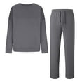 thumbnail image 1 of sususu Womens 2 Piece Sets,Fall Outfits Women's Casual Tracksuit Set Long Sleeve Crewneck Top And Wide Leg Pants With Pockets Comfortable Two Piece Outfit For Daily Wear - Dark Gray, 1 of 7