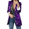 thumbnail image 1 of sususu Womens Blazer Jacket,Blazer Women,Elegant Sequin Printed formal for Long Sleeve Business Jacket with Lapels Attire - Purple, 1 of 5