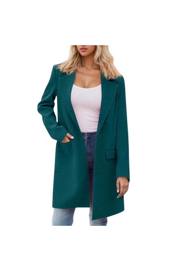 Womens Blazer Jacket,Womens Blazers,Elegant Autumn Long Sleeve Solid Trench Style for Outerwear Timeless Classic Design - Sky Blue